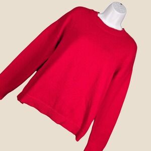 LOFT 2024 Women Medium Crewneck Sweater Red Classic Cotton Blend Cozycore Office